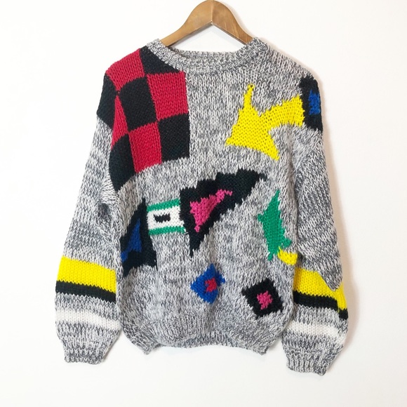 Sweaters - vintage retro 80’s unisex sweater colorful size small